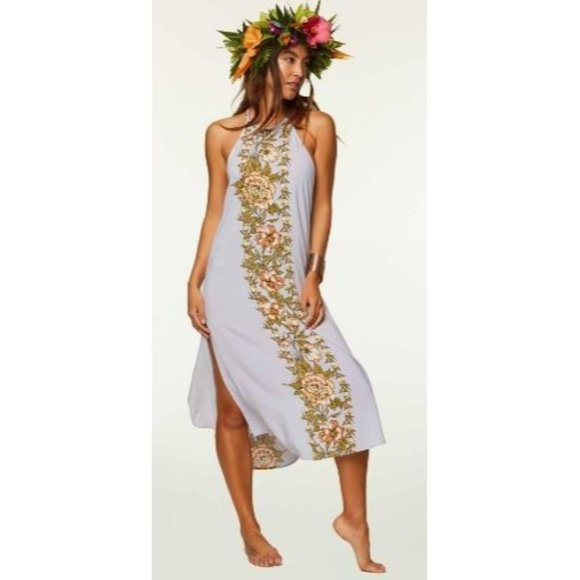 O'Neill Dresses & Skirts - O'Neill Women's Mayson Aloha Midi Dress Purple Adjustable Side Slits Small